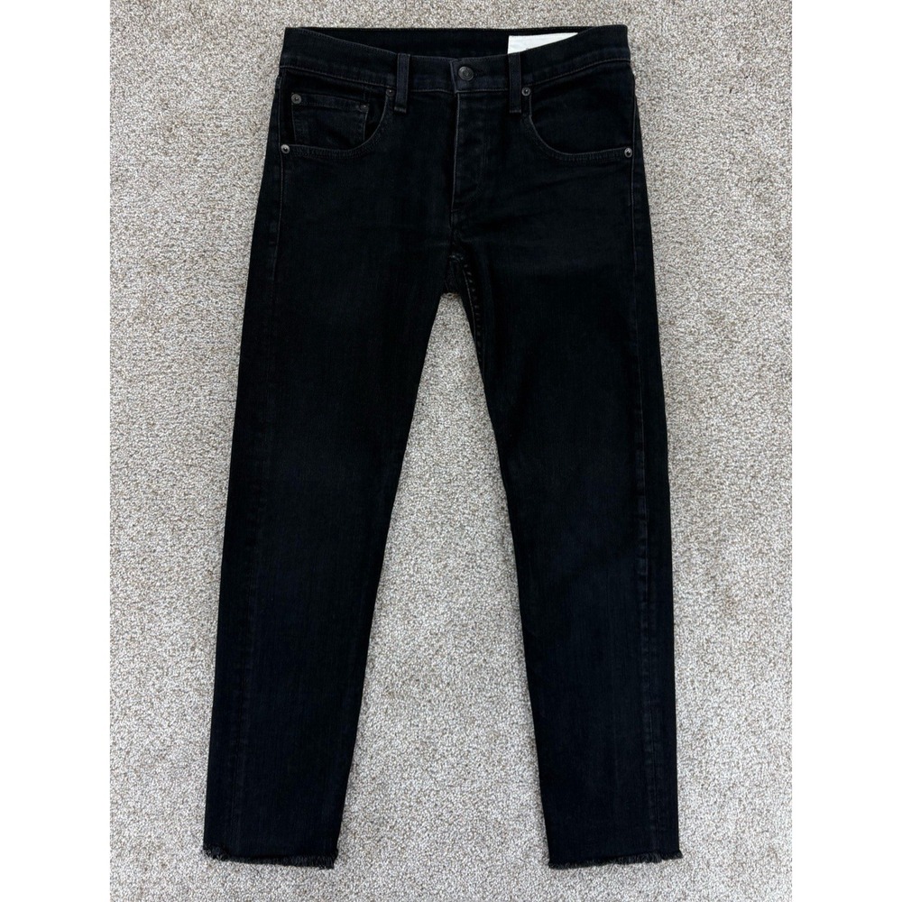 Rag & Bone Fit 1 Skinny Leg Denim Jeans Mens Size 30x28 Black Button Fly Raw Hem
